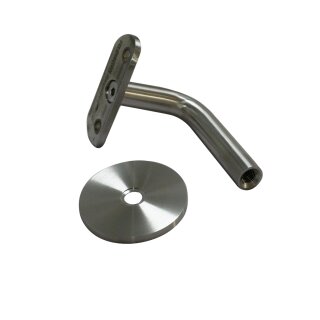 Handrail bracket stainless steel V2A polished with wall fastening for 42x4x2mm handrail