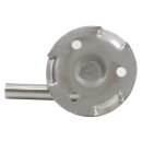 Stainless steel handrail support with cover rosette and pin for welding on Version